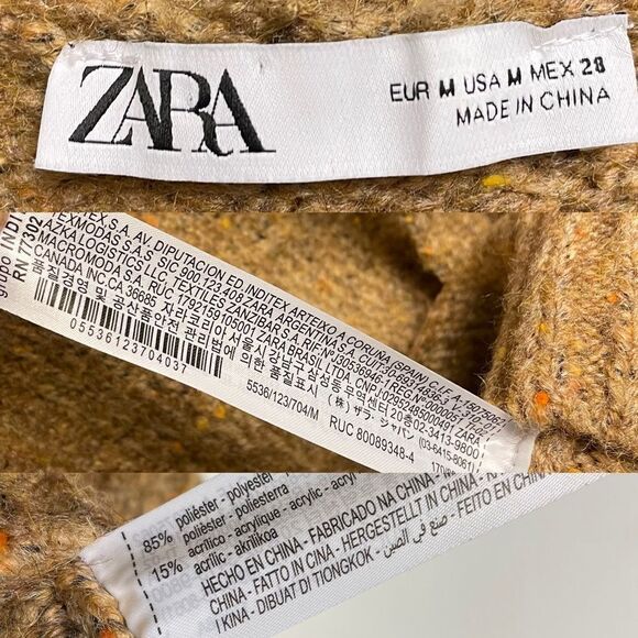 (SOLD) ZARA Sleeveless Hooded Oversized Chunky Knit Sweater Brown Tan M - Picture 6 of 10